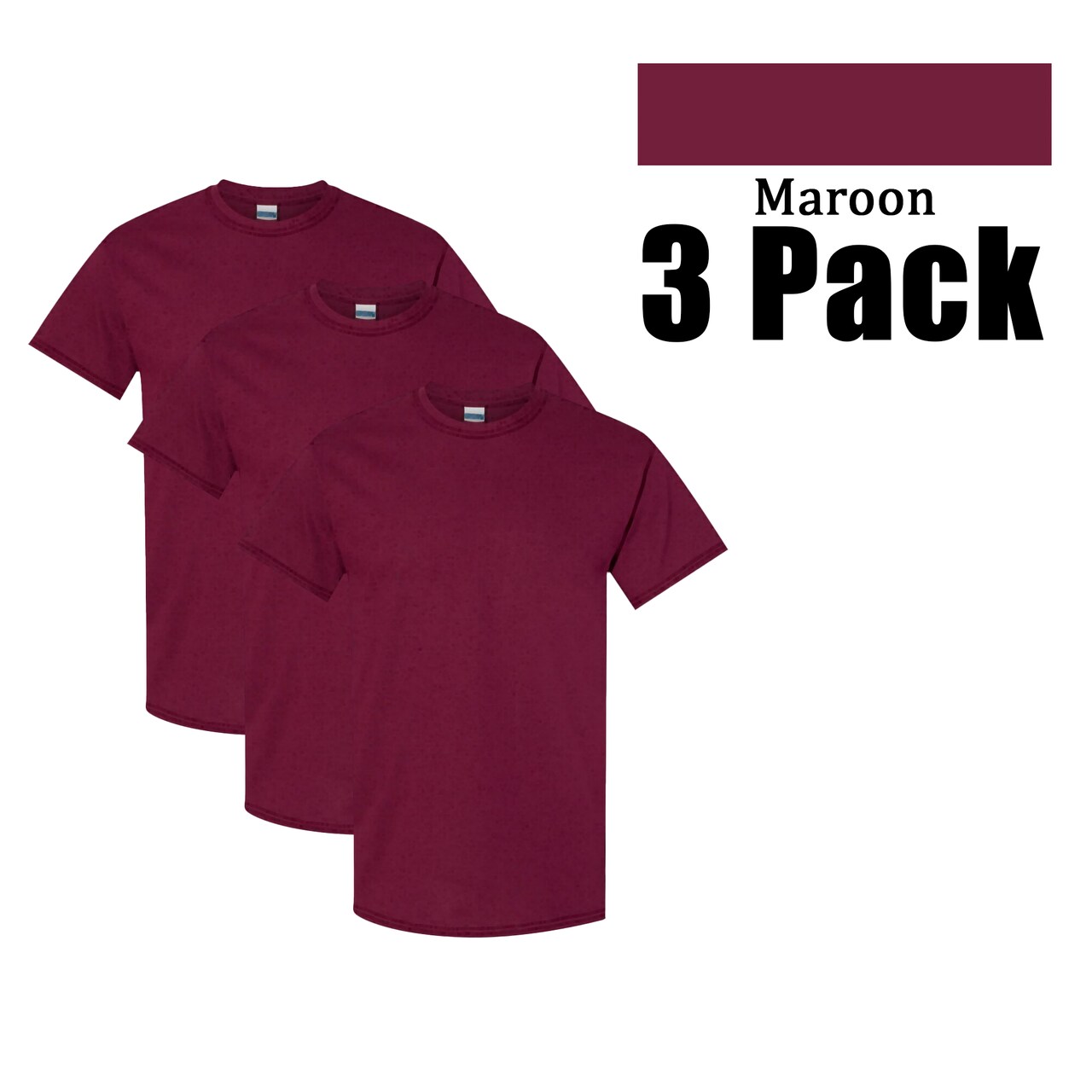 Gildan Adult Heavy Cotton T-Shirt 3 Pack, Maroon for DIY Craft Project